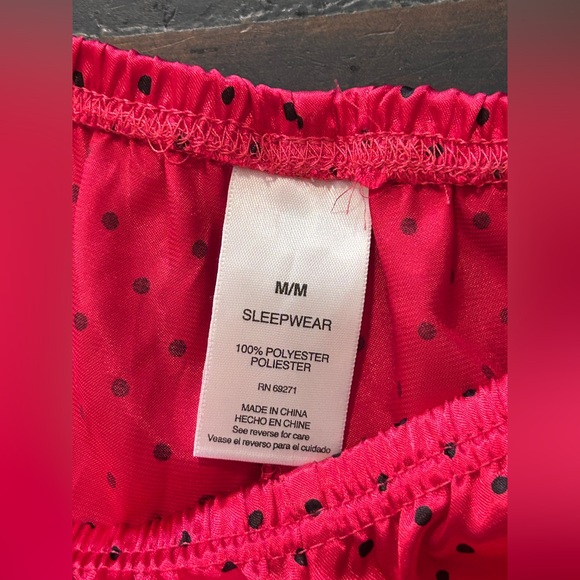 Red/Pink Polka Dot Satin Pajama Pants, Size Medium Stretchy Comfy - Picture 4 of 8